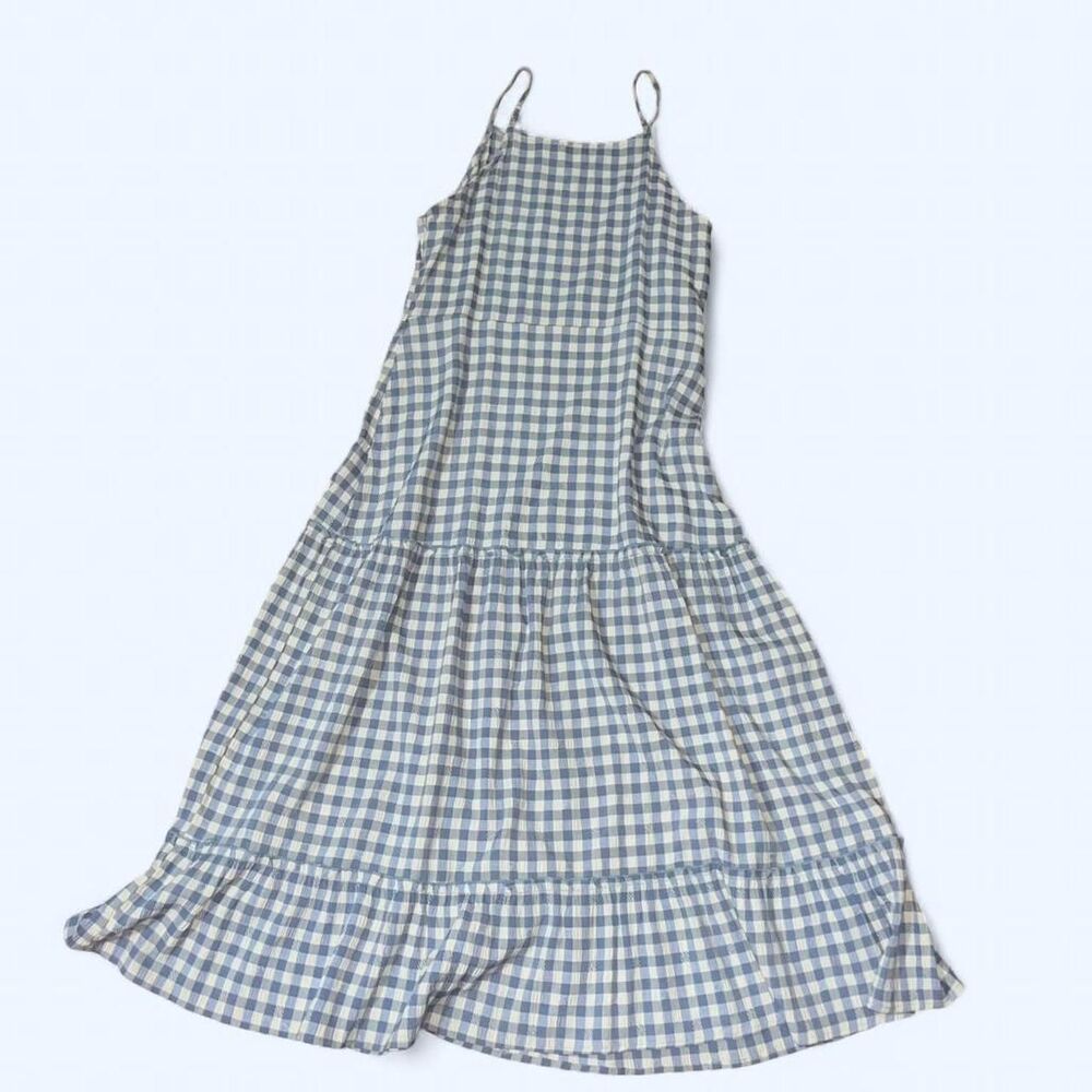 Vintage 1990s Nanette Lapore Women's Blue Gingham Maxi Dress - Picture 2 of 5